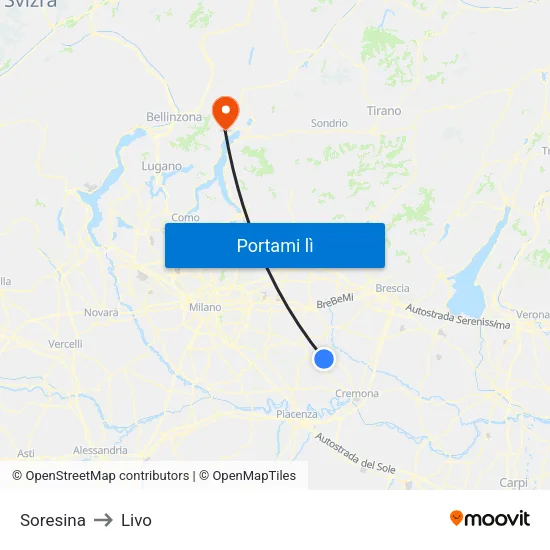 Soresina to Livo map