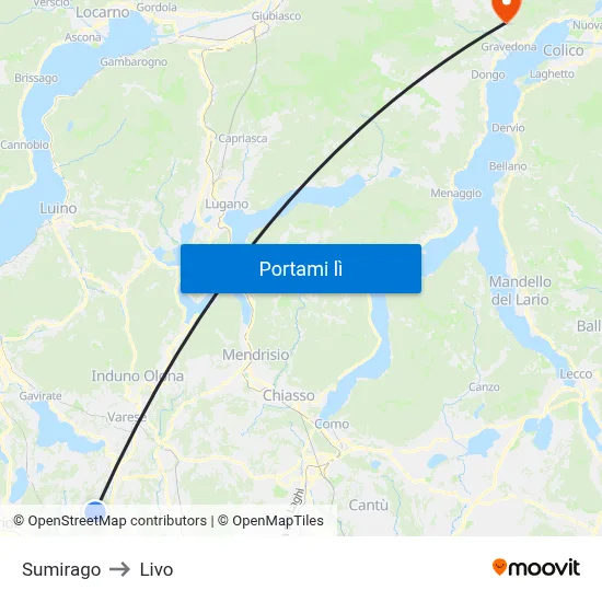 Sumirago to Livo map