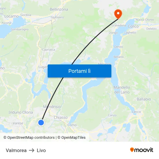 Valmorea to Livo map