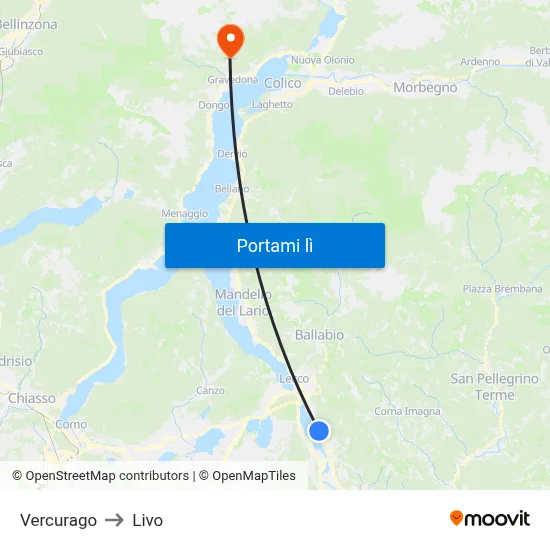 Vercurago to Livo map