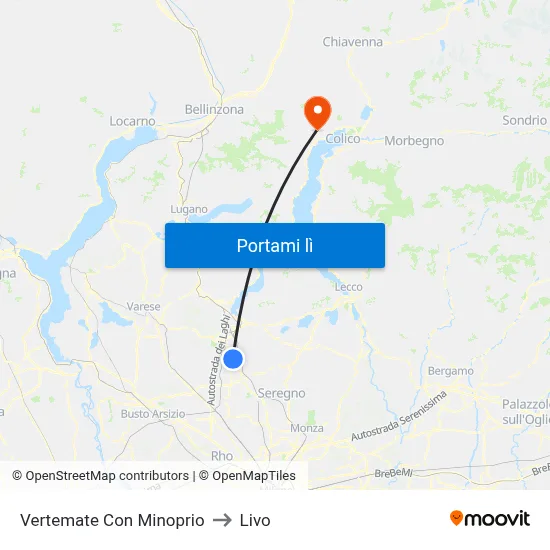 Vertemate Con Minoprio to Livo map