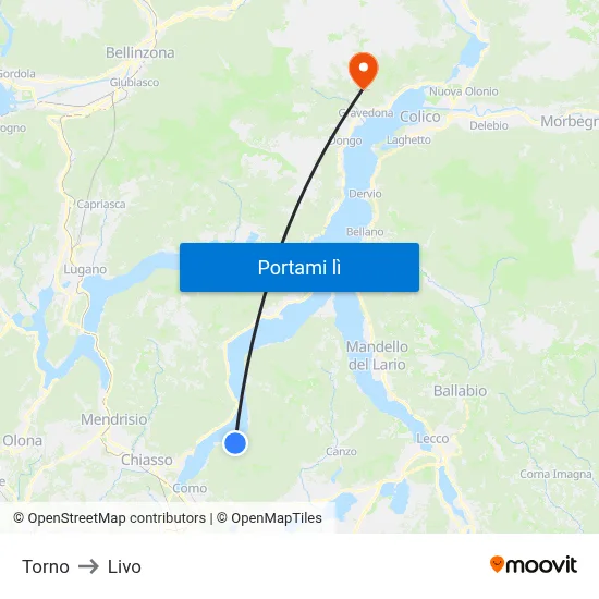 Torno to Livo map