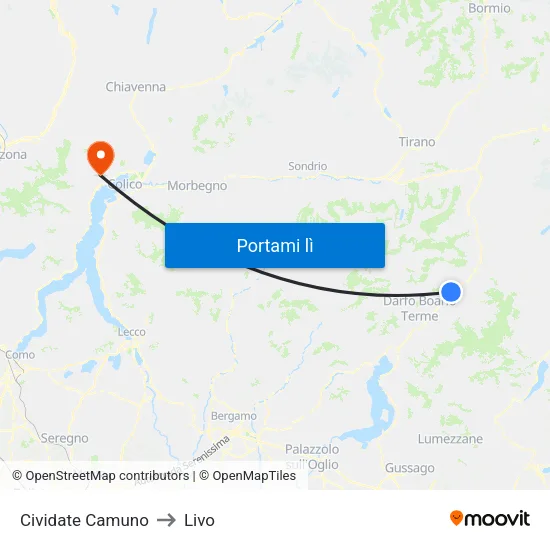 Cividate Camuno to Livo map