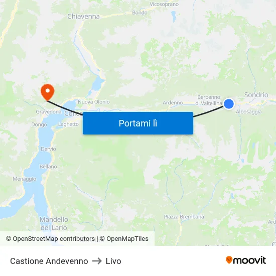Castione Andevenno to Livo map