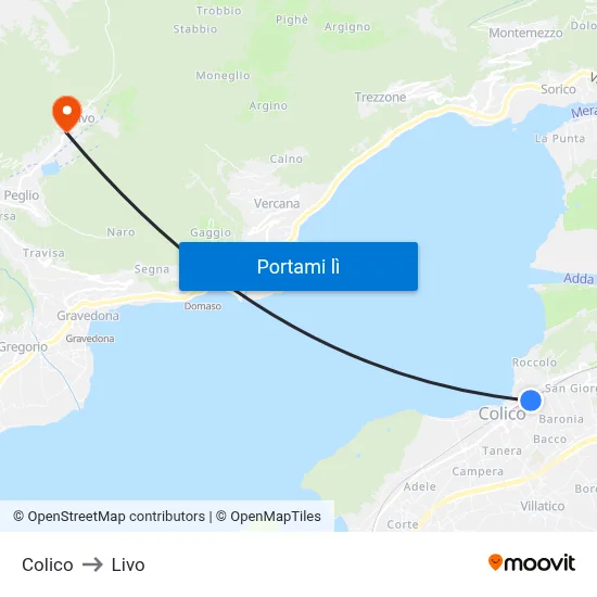 Colico to Livo map