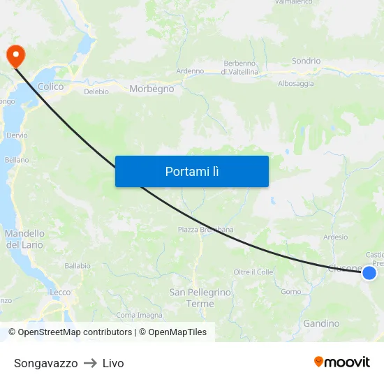 Songavazzo to Livo map