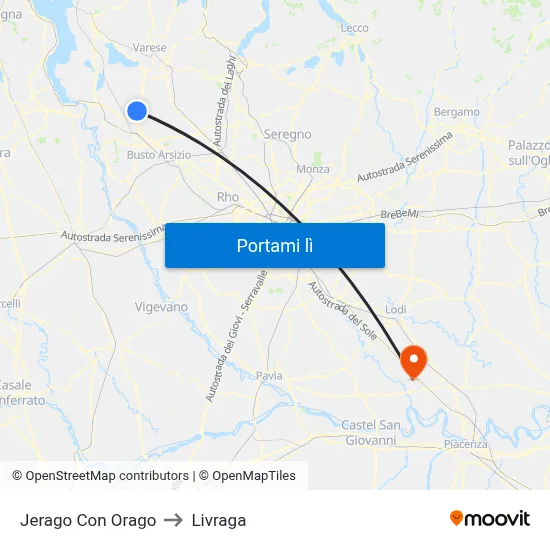 Jerago Con Orago to Livraga map