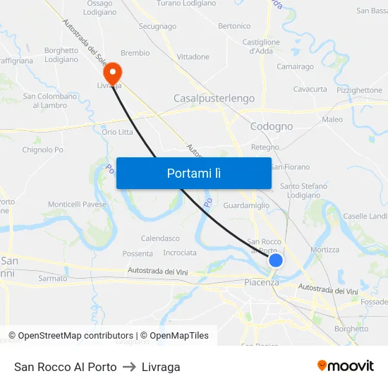 San Rocco Al Porto to Livraga map