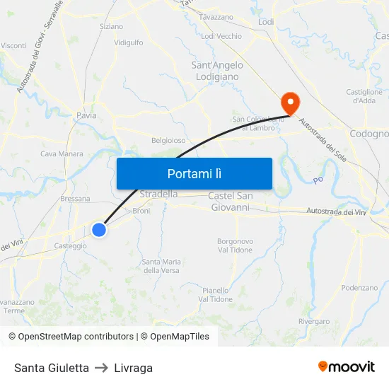 Santa Giuletta to Livraga map