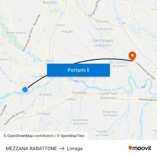 MEZZANA RABATTONE to Livraga map
