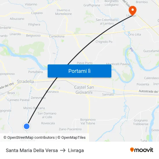 Santa Maria Della Versa to Livraga map
