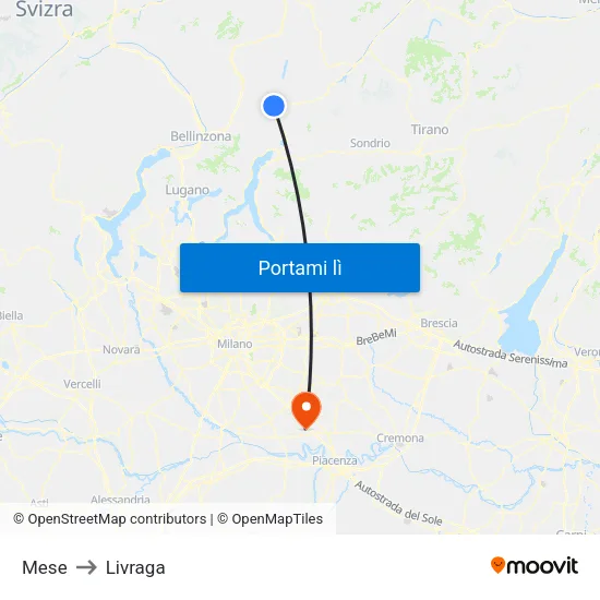 Mese to Livraga map
