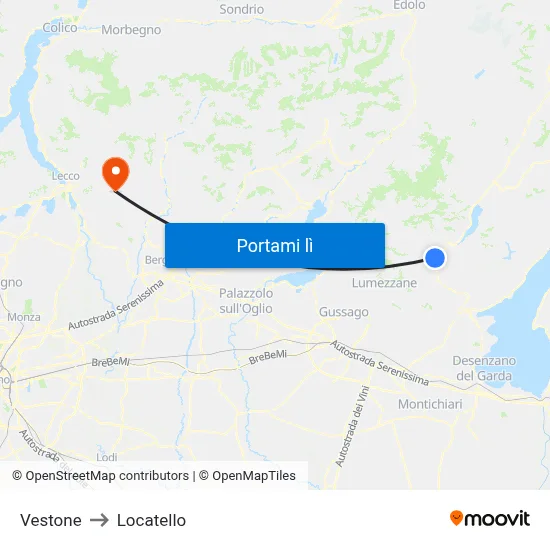 Vestone to Locatello map
