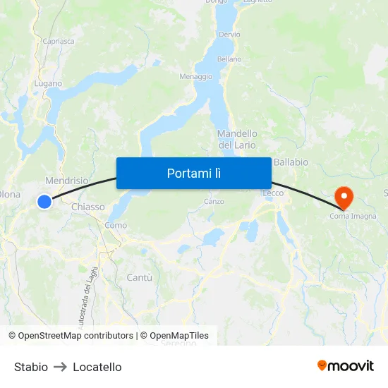 Stabio to Locatello map