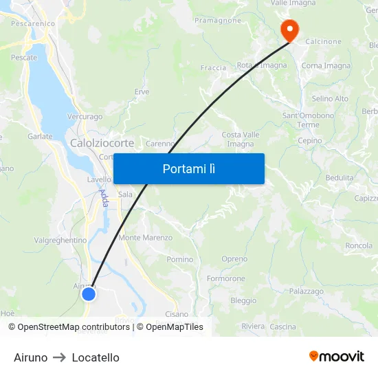 Airuno to Locatello map