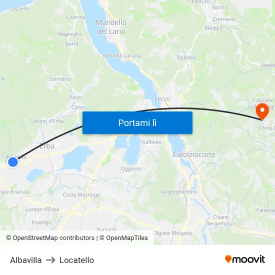 Albavilla to Locatello map