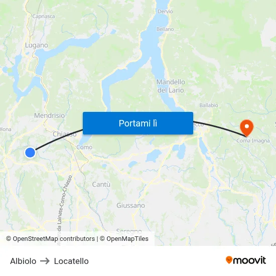 Albiolo to Locatello map