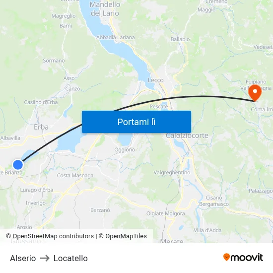 Alserio to Locatello map