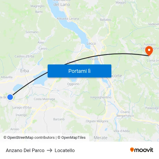 Anzano Del Parco to Locatello map