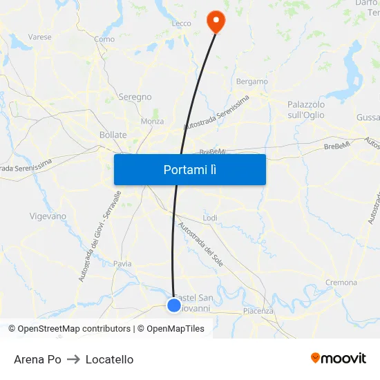 Arena Po to Locatello map