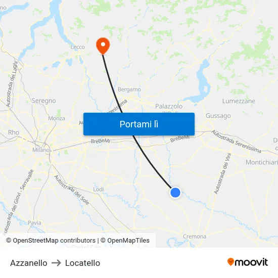 Azzanello to Locatello map