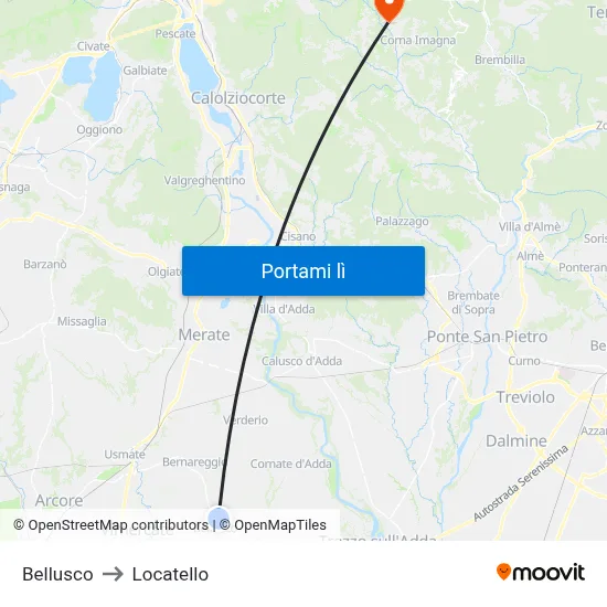 Bellusco to Locatello map