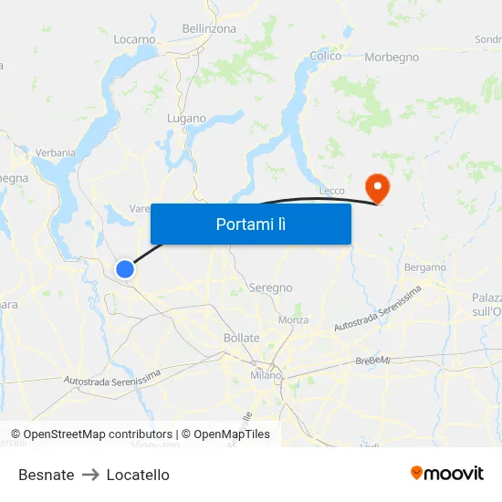 Besnate to Locatello map