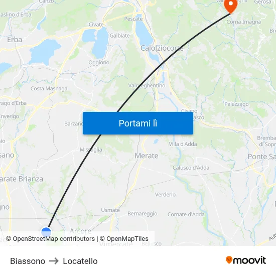 Biassono to Locatello map