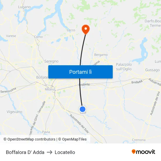Boffalora D' Adda to Locatello map