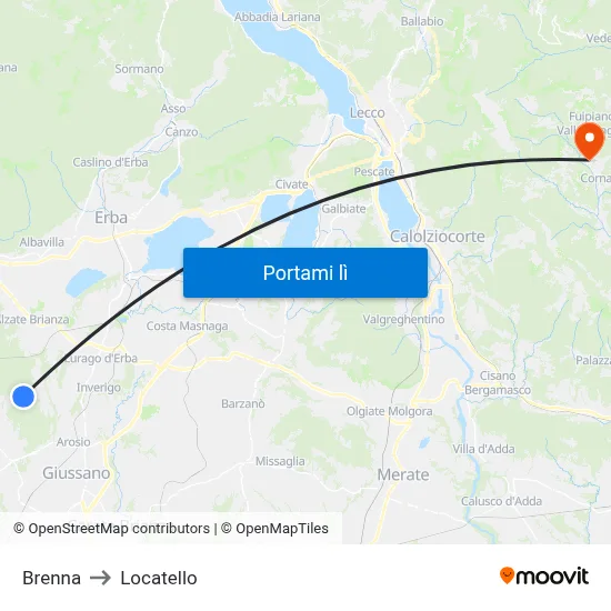 Brenna to Locatello map