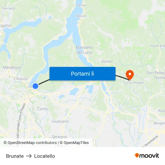 Brunate to Locatello map