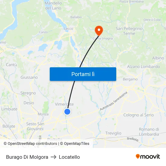 Burago Di Molgora to Locatello map