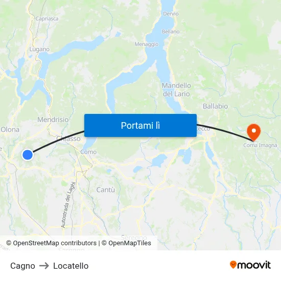 Cagno to Locatello map