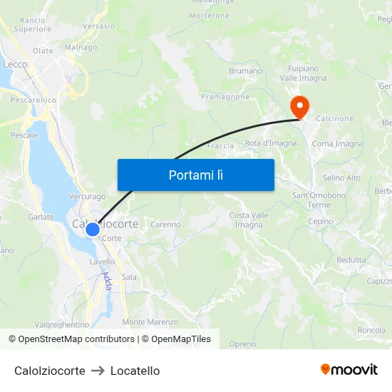 Calolziocorte to Locatello map