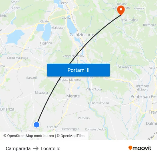 Camparada to Locatello map