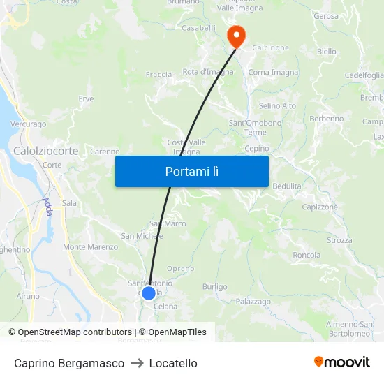 Caprino Bergamasco to Locatello map