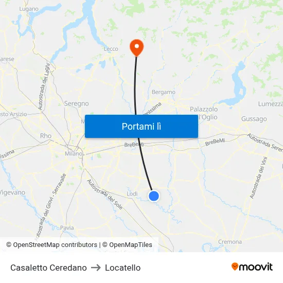 Casaletto Ceredano to Locatello map