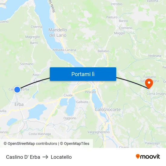 Caslino D' Erba to Locatello map
