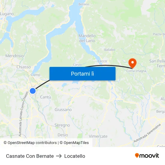 Casnate Con Bernate to Locatello map