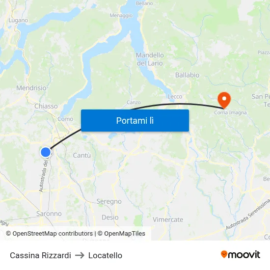 Cassina Rizzardi to Locatello map