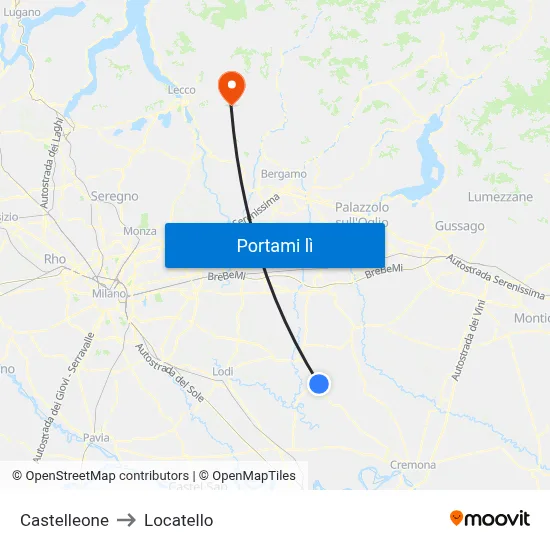 Castelleone to Locatello map