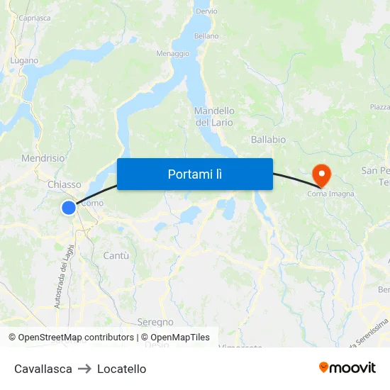 Cavallasca to Locatello map