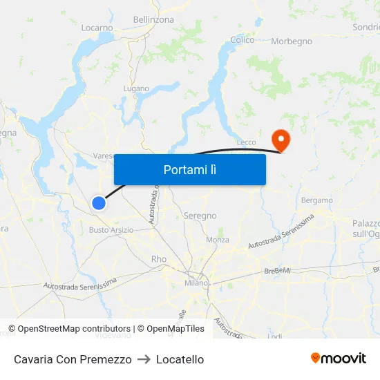 Cavaria Con Premezzo to Locatello map