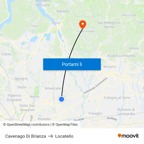 Cavenago Di Brianza to Locatello map