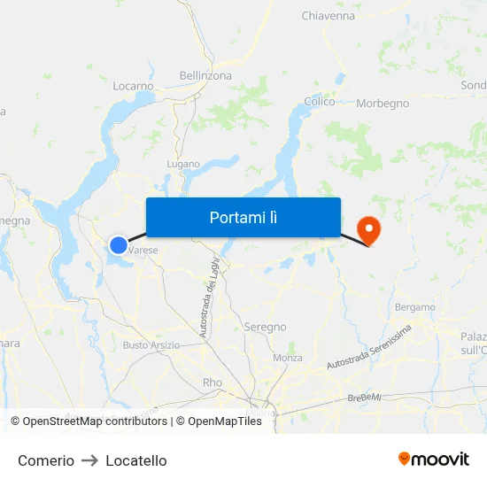 Comerio to Locatello map
