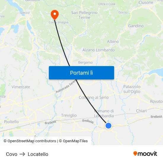 Covo to Locatello map