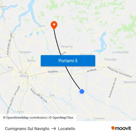 Cumignano Sul Naviglio to Locatello map
