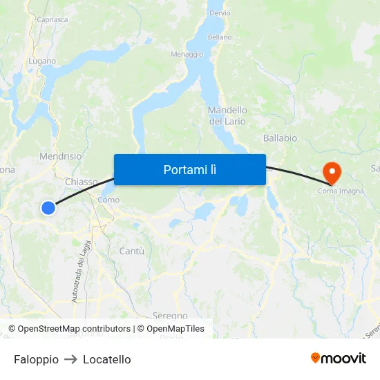 Faloppio to Locatello map