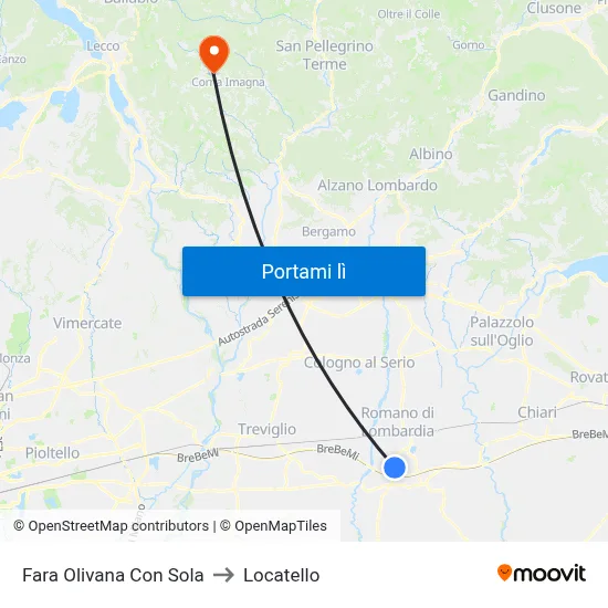Fara Olivana Con Sola to Locatello map