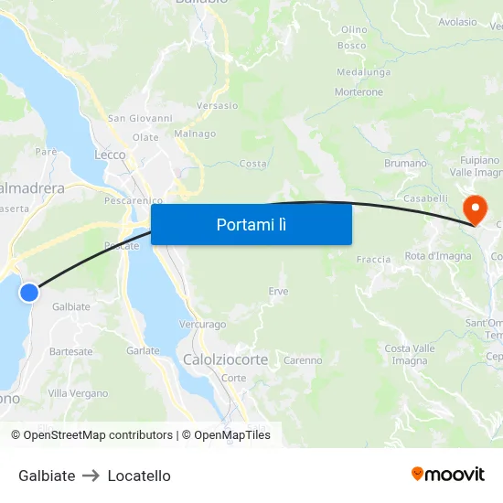 Galbiate to Locatello map